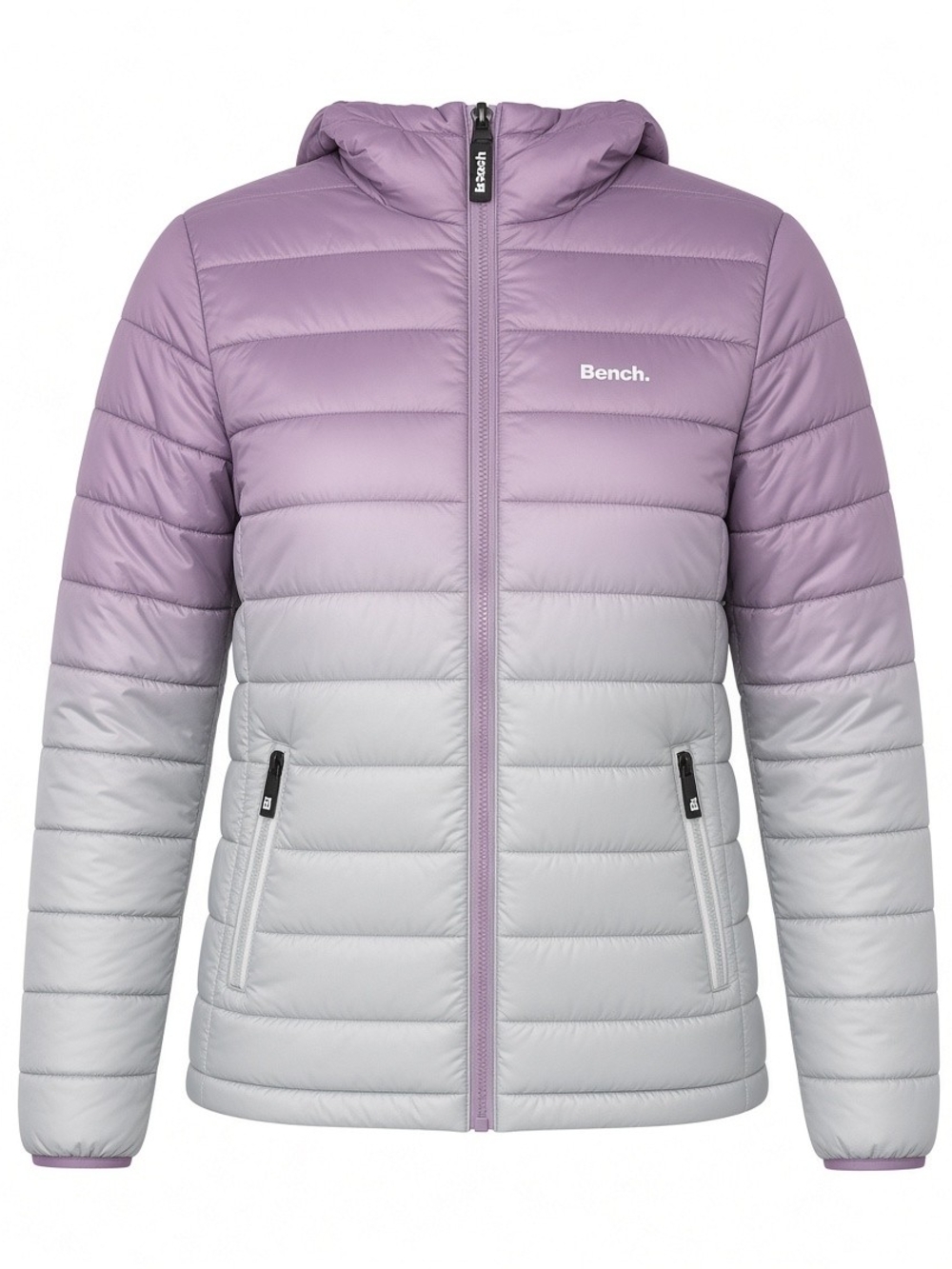 Bench Lavender to Light Gray Ombre Hooded Puffer Jacket
